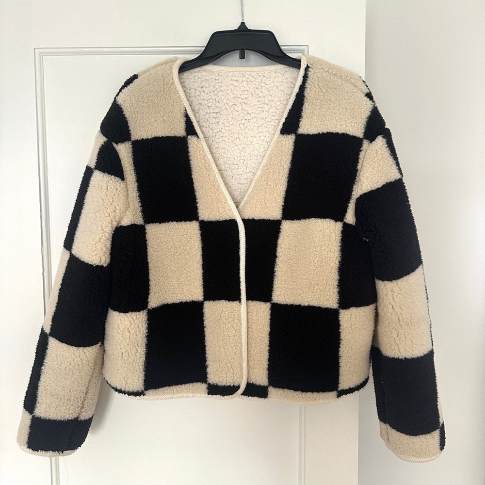 Source Unknown Checkerboard Shearling Jacket/Blaz… - image 2